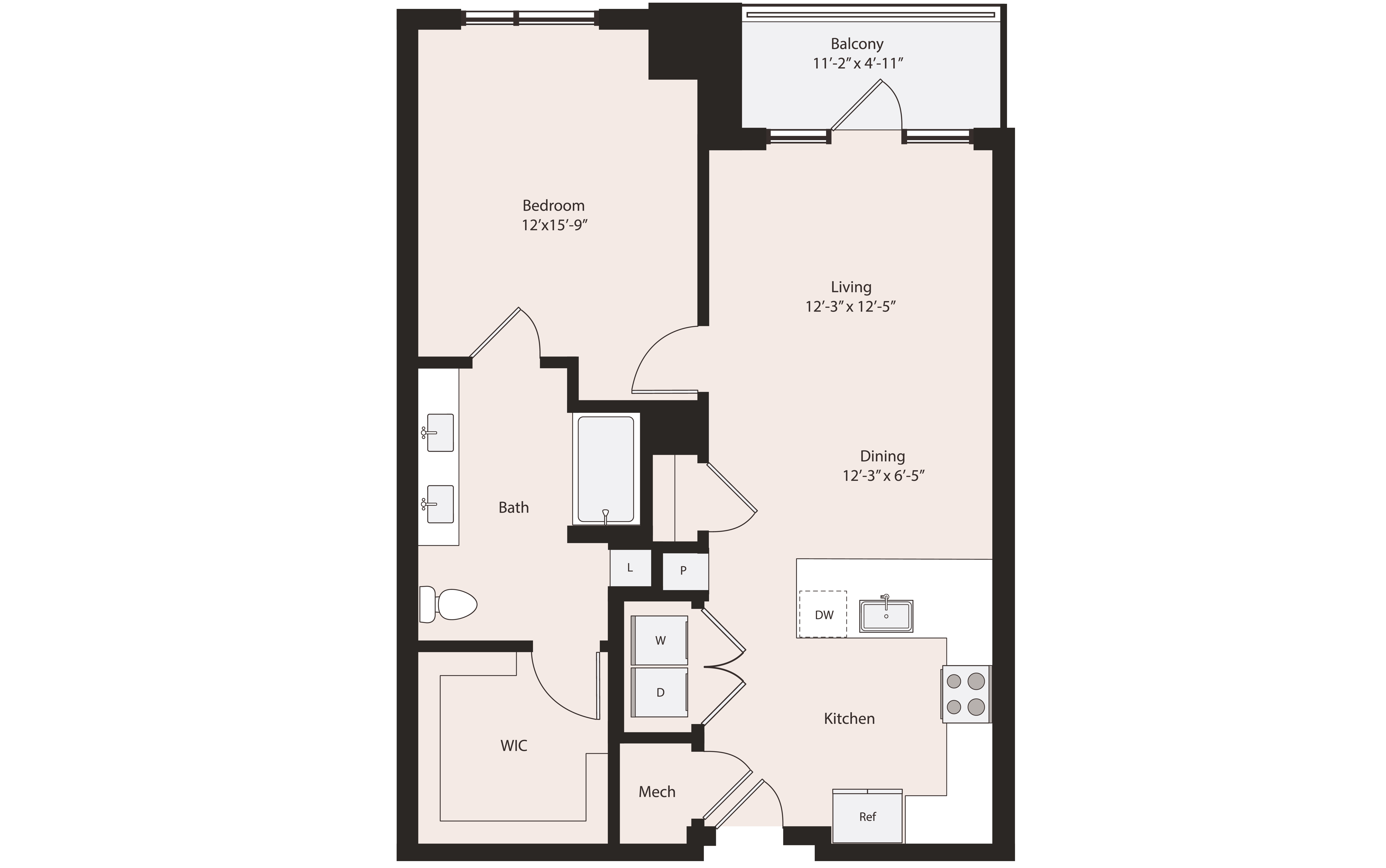 Floor plan layout diagram for A2-4 Type A